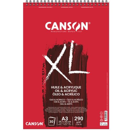 בלוק לצבעי שמן ואקריליק 30 דף 290 גר Canson XL Oil & Acrylic A3  