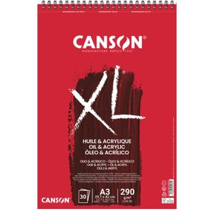 בלוק לצבעי שמן ואקריליק 30 דף 290 גר Canson XL Oil & Acrylic A3  