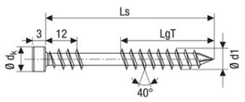 בורג ‏5X70 מ״מ – נירוסטה A2, ראש גלילי, Fixing Thread, T‑STAR Plus (100 יח') 537000500703