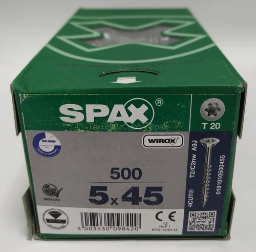 בורג אוניברסלי 5X45 מ״מ T‑STAR Plus – ניקל/סילבר, ראש שטוח, תבריג חלקי (500 יח') 191010500455