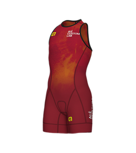 חליפת טריאתלון ילדים  ALE TRIATHLON OLYMPIC KIDS SLEEVE LESS SUIT בורדו-חום אלסטית טכנית מנדפת מאוד