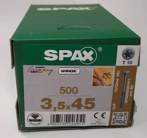 בורג 3.5X45 מ״מ – ראש שקוע, תבריג חלקי, T‑STAR Plus (500 יח') 35703503201011