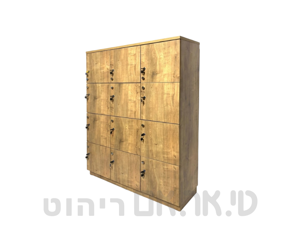 לוקר עץ 12 תאים עם מנעול