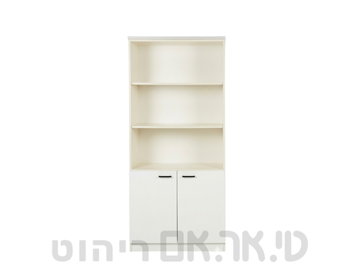 כוננית משרדית משולבת דלתות ומדפים פתוחים 