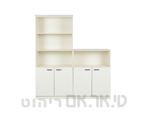 כוננית משרדית משולבת דלתות ומדפים פתוחים 