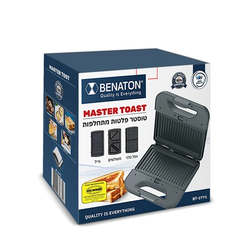 טוסטר פלטות מתחלפות 3 ב-1 Benaton BT-2771 