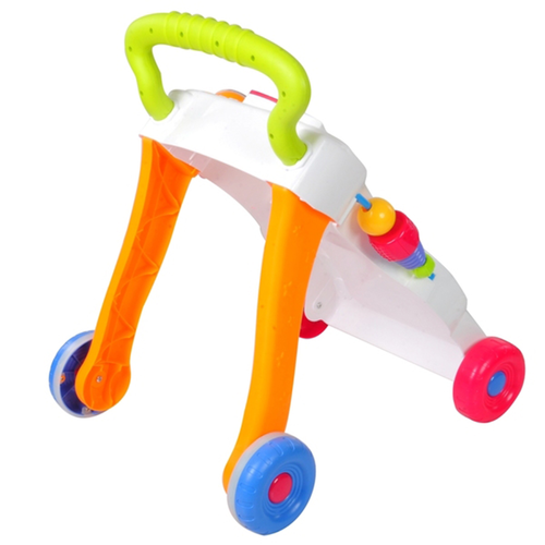 הליכון מנגן לתינוק עם גלגלי סיליקון מונעי החלקה, לוח ציור ופסנתר מנגן ומאיר