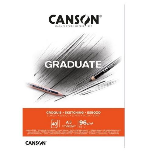 בלוק 40 דף לרישום 96 גר Canson Graduate Sketching A5 