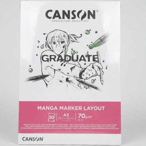 בלוק טושים 50 דף 70 גר Canson Graduate Manga Marker Layout A3