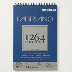 בלוק רישום 40 דפים שחורים 200 גר Fabriano 1264 A4
