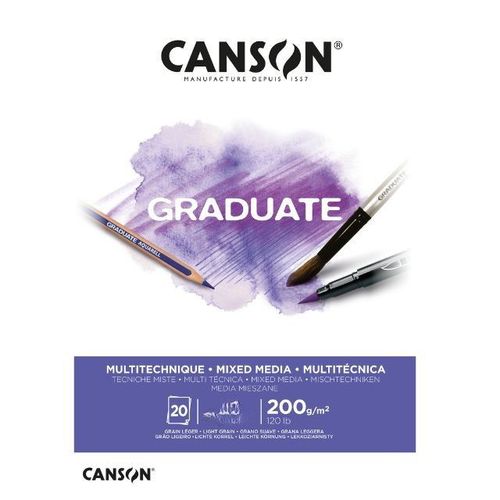 בלוק 20 דף GRADUATE A5 מיקס מדיה 200 גרם.