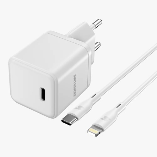 מטען קיר SILVER LINE TYPE C TO Lightning CABLE 30W לבן