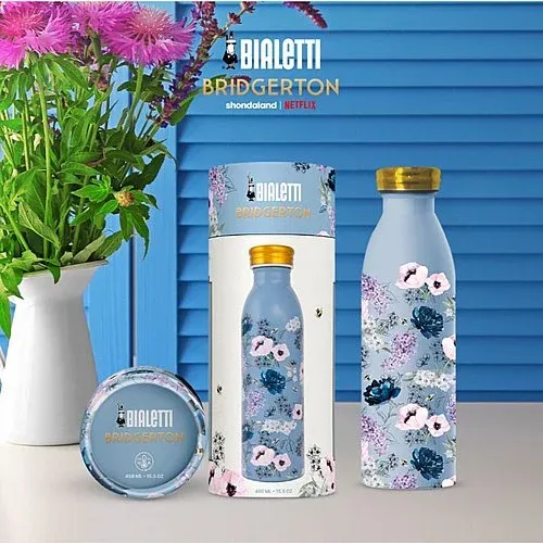 בקבוק תרמי Bialetti Bridgerton עיצוב פרחוני עם אריזה bridgerton_bottle