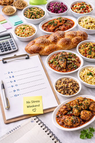כמה אוכל צריך להזמין לשבת? מדריך מדויק לפי מספר סועדים
