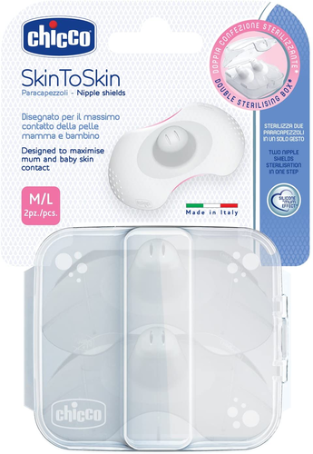 זוג מגיני פטמה מסיליקון מסדרת SkinToSkin + קופסת פלסטיק הגיינית - M/L