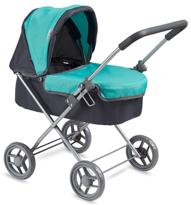 עגלת בובה 4 גלגלים עם סל שכיבה My Doll Carrycot - טורקיז