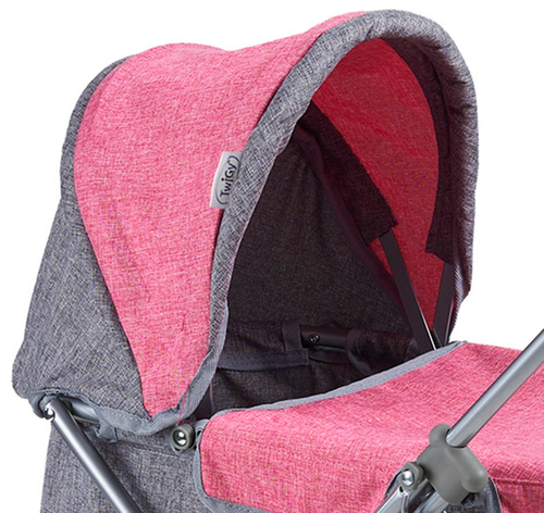 עגלת בובה 4 גלגלים עם סל שכיבה My Doll Carrycot - טורקיז