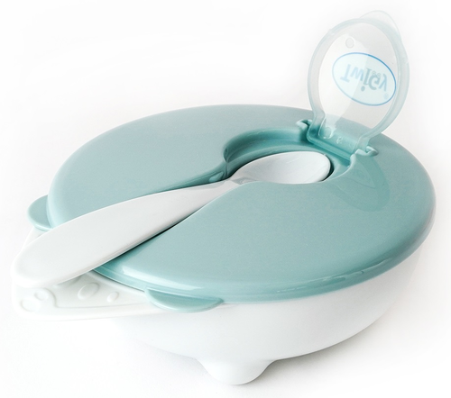 קערת אוכל עם מכסה וכפית Feeding Bowl - כחול