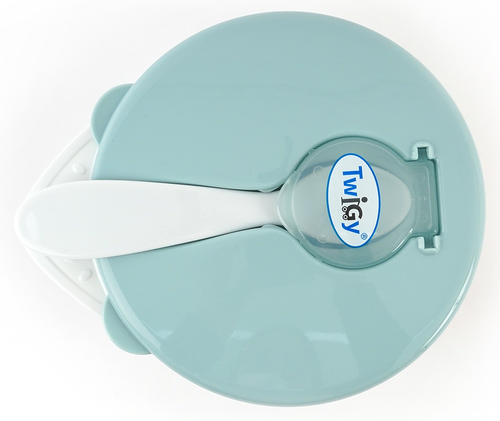 קערת אוכל עם מכסה וכפית Feeding Bowl - כחול