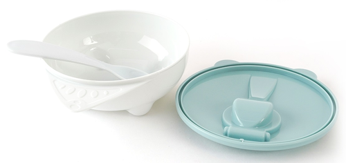 קערת אוכל עם מכסה וכפית Feeding Bowl - כחול