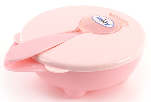קערת אוכל עם מכסה וכפית Feeding Bowl - ורוד