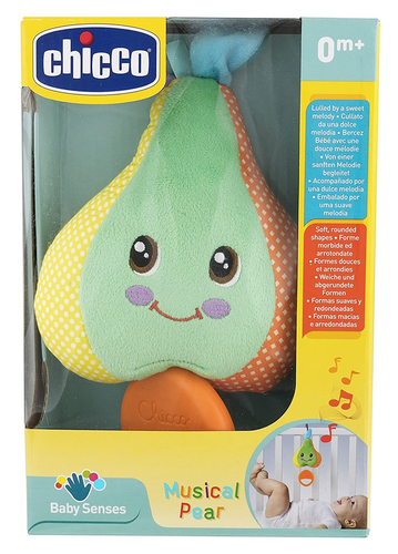 בובת פעילות רכה עם תיבת נגינה וחיבור לעגלה / סלקל / מיטה - אגס