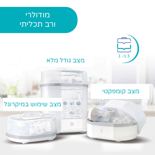 סטריליזטור חשמלי 3 ב 1 משולב אפשרות עיקור גם במיקרו