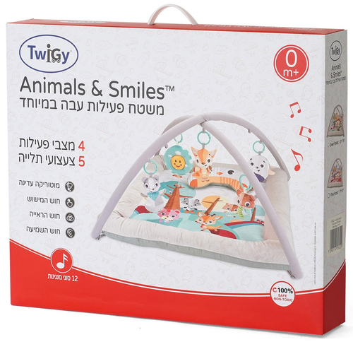 משטח פעילות חיות וחיוכים ביער עם 4 מצבי פעילות, קשתות ניתנות להסרה ו 12 מנגינות - ירוק