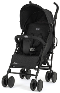 טיולון אוליבר Oliver מתקפל מגיל לידה עם גגון רחב, סלי אחסון ומחזיק כוס - שחור