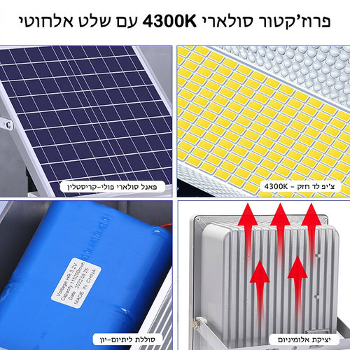פרוז'קטור סולארי 40W לבן חם 4300K עם שלט אלחוטי