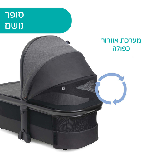 מיסה MYSA עגלת תינוק פרימיום דו-כיוונית - אפור שחור Black Satin