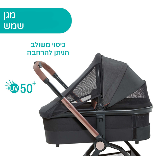 מיסה MYSA עגלת תינוק פרימיום דו-כיוונית - אפור שחור Black Satin
