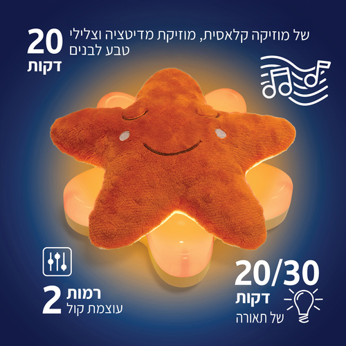 מנורת לילה התפתחותית ובובת פרווה You&Me Star