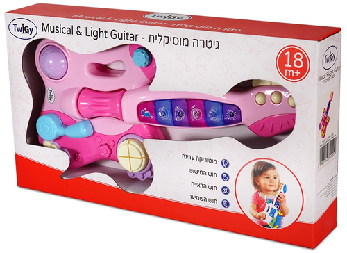 גיטרה מוזיקלית עם אורות וצלילים - ורוד