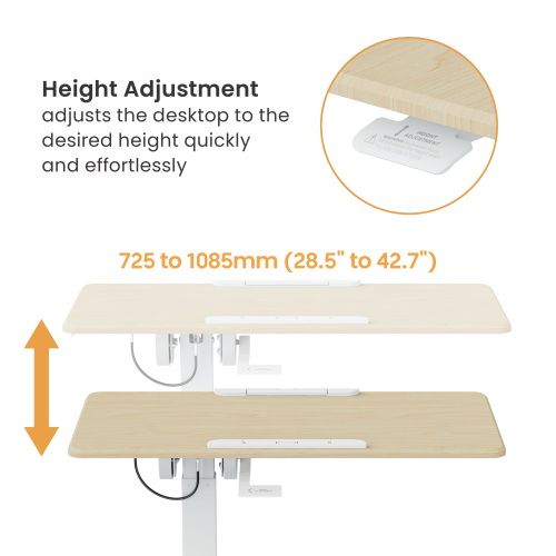 שולחן צד מתכוונן עם גלגלים נסתרים Lumi Brateck FMT02-06 לומי שולחן סטנד אישי למחשב נייד עד 10 קילו הטיה 90 מעלות 