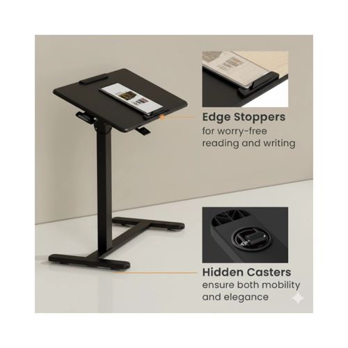 שולחן צד מתכוונן עם גלגלים נסתרים Lumi Brateck FMT02-06 לומי שולחן סטנד אישי למחשב נייד עד 10 קילו הטיה 90 מעלות 