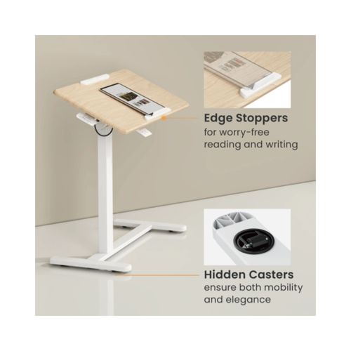 שולחן צד מתכוונן עם גלגלים נסתרים Lumi Brateck FMT02-06 לומי שולחן סטנד אישי למחשב נייד עד 10 קילו הטיה 90 מעלות 