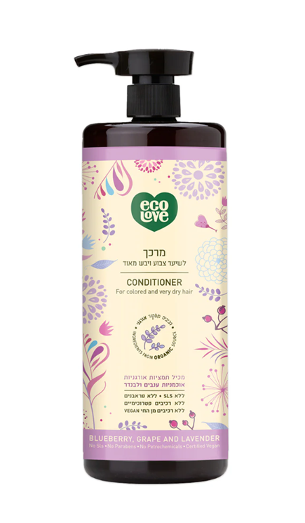 מרכך שיער טבעי פירות סגולים - לשיער צבוע ויבש מאוד 1 ליטר ecoLove