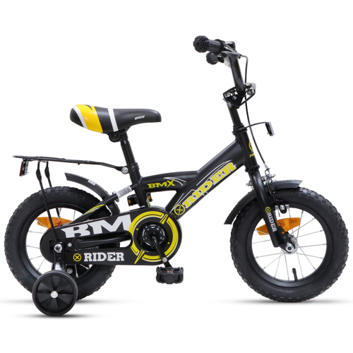 אופניים לילדים BMX מושב מתכונן, פעמון וסבל אחורי 95% מורכבות - 14 אינץ שחור