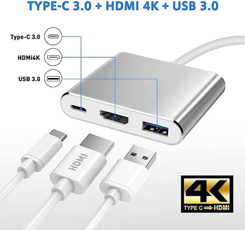 מתאם 3 ב-1 תומך  Type-c to HDMI - USB3 - YSB3.1 (DP)  Apple 