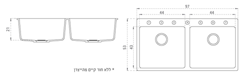 כיור מטבח כפול PEDANTIX דגם יהלום 95=מחיר ינתן רק בטלפון או בחנות