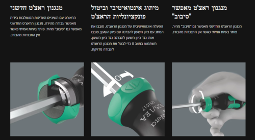 מברג ראצ'ט קראפטפורם קומפקט 27 RA 1 + מחסנית ביטים משולבת עם 6 ביטים בקוטר 25 מ