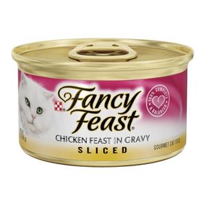 פנסי פיסט פרוסות עוף ברוטב מעדן לחתול 85 גרם – Fancy Feast Sliced Chicken In Gravy