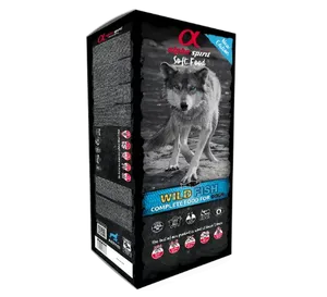 אלפא ספיריט חצי לח – דגי בר 9 ק"ג Alpha Spirit Complete Natural Dog Food – Wild Fish