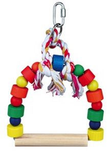 נדנדת עץ צבעונית לתוכי – trixie cage accessory