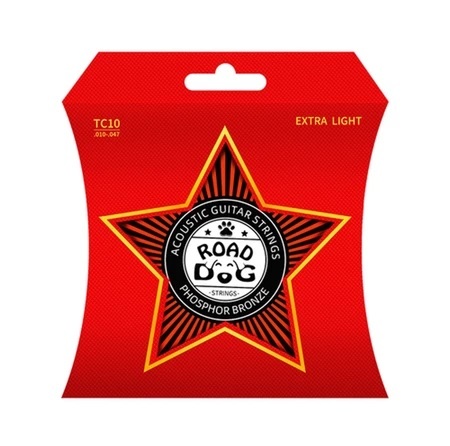 סט סטרינגים מתקדם ROAD DOG TC10 עם ציפוי פולימר דק במיוחד. הגנה מפני זיעה וחלודה תוך שמירה על טון טבעי. מידות .010-.047 לנגינה רכה ונוחה.