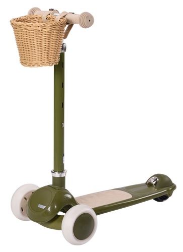 קורקינט וינטג' 2 ב-1 עם מושב מתנתק וסלסלת קש Retro Line - ורוד  מתקפל 
