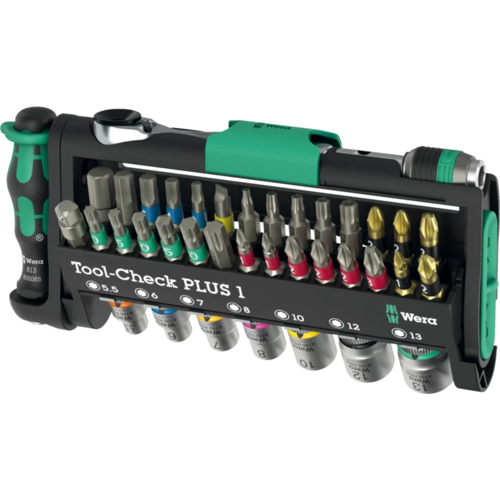 סט ביטים ובקסות 39 חלקים Tool Check Plus 1 מקצועי כולל מארז ורצ'ט ומברג WERA