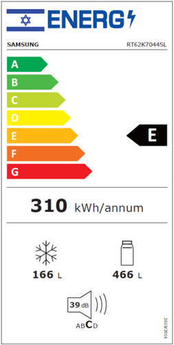 מקרר מקפיא עליון Samsung RT62K7044SL 631 ליטר סמסונג