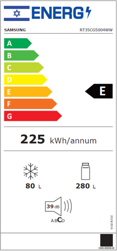 מקרר מקפיא עליון Samsung RT35CG5004WW 360 ליטר סמסונג